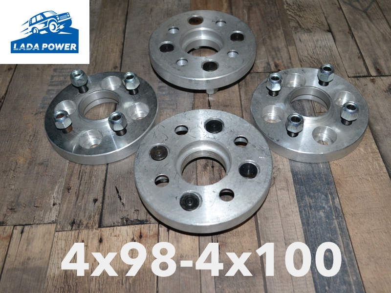 Lada 2101-2107 Wheel Spacers 20mm 4x98 to 4x100 58,6 D16T 4pcs Kit